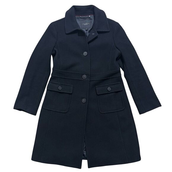 Talbots Pea Coat Sz 6 Black Wool Blend Overcoat Pockets Button Front Classic - Picture 1 of 7